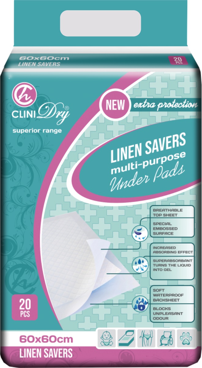 Clini Health Linen Savers 60x60cm 20's - Amitie Distributions